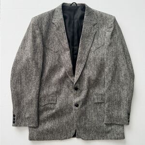 Circle S Dallas Texas Mens 44L Made In USA Western Cowboy Blazer Gray Flecked